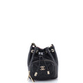 Chanel Business Affinity Drawstring Bucket Bag Quilted Caviar Mini