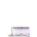Hourglass Chain Wallet Crocodile Embossed Leather