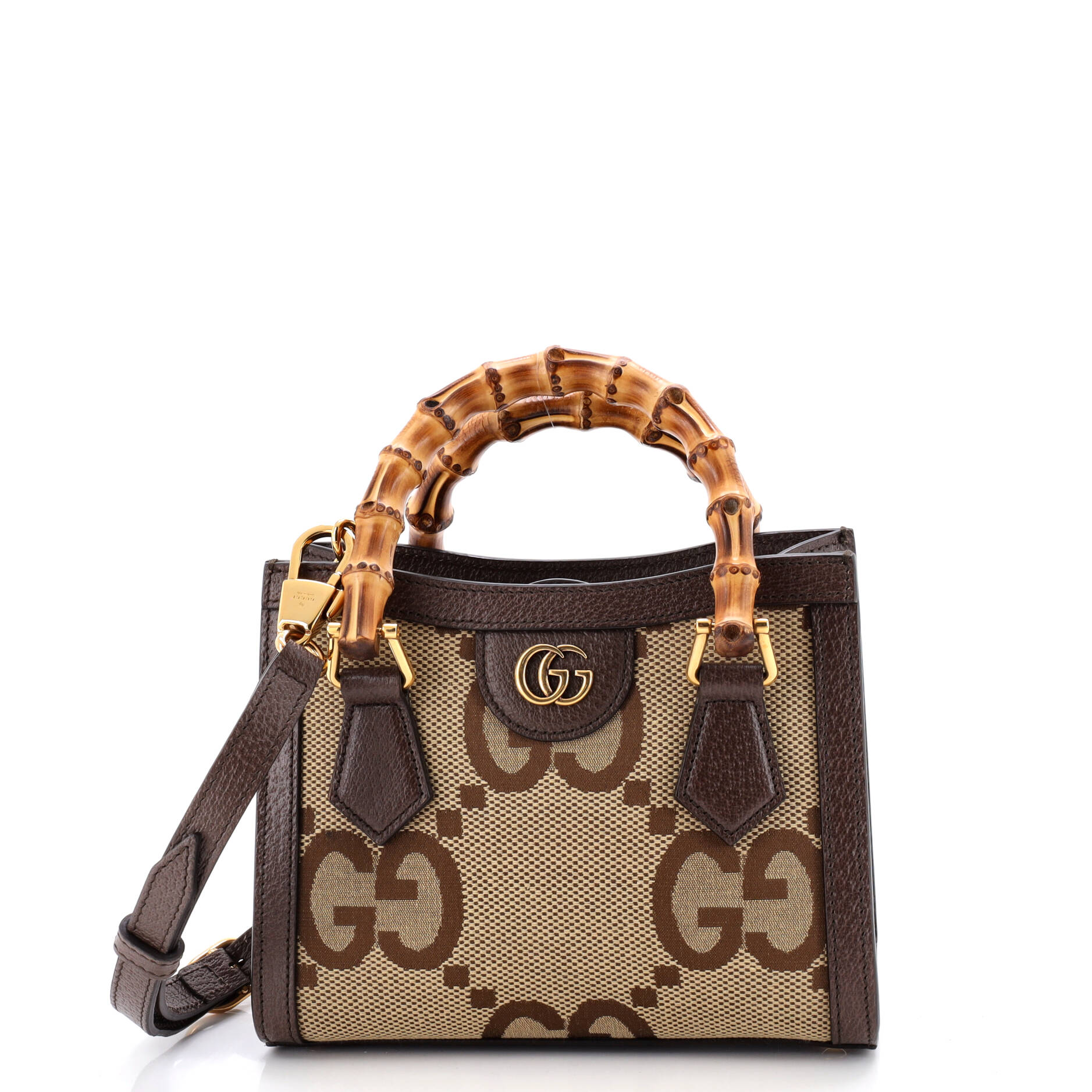 Gucci Diana NM Bamboo Handle Tote Jumbo GG Canvas Mini