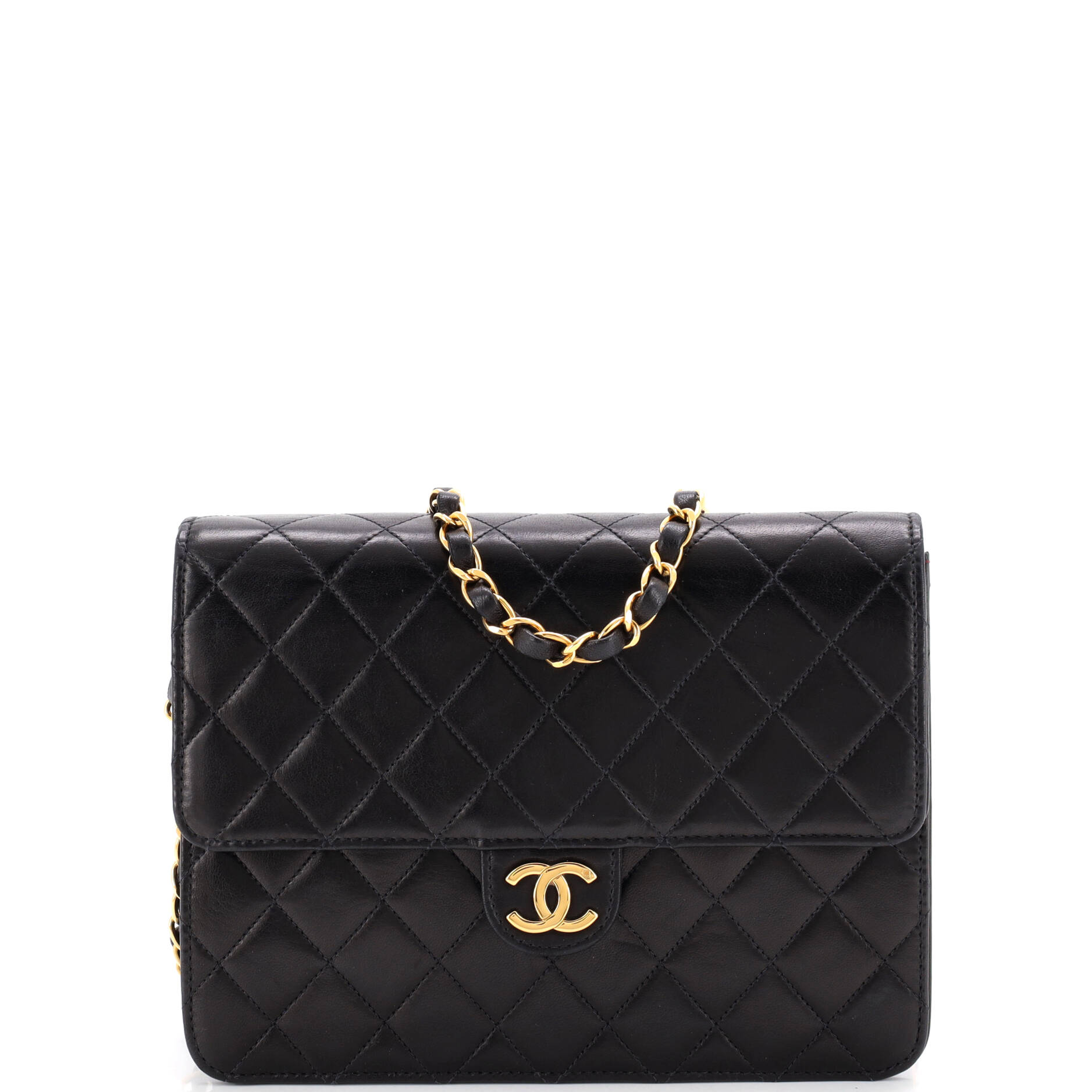 Chanel Vintage Clutch with Chain Quilted Leather Small