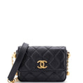 Chanel About Pearls Flap Card Holder with Chain Quilted Calfskin