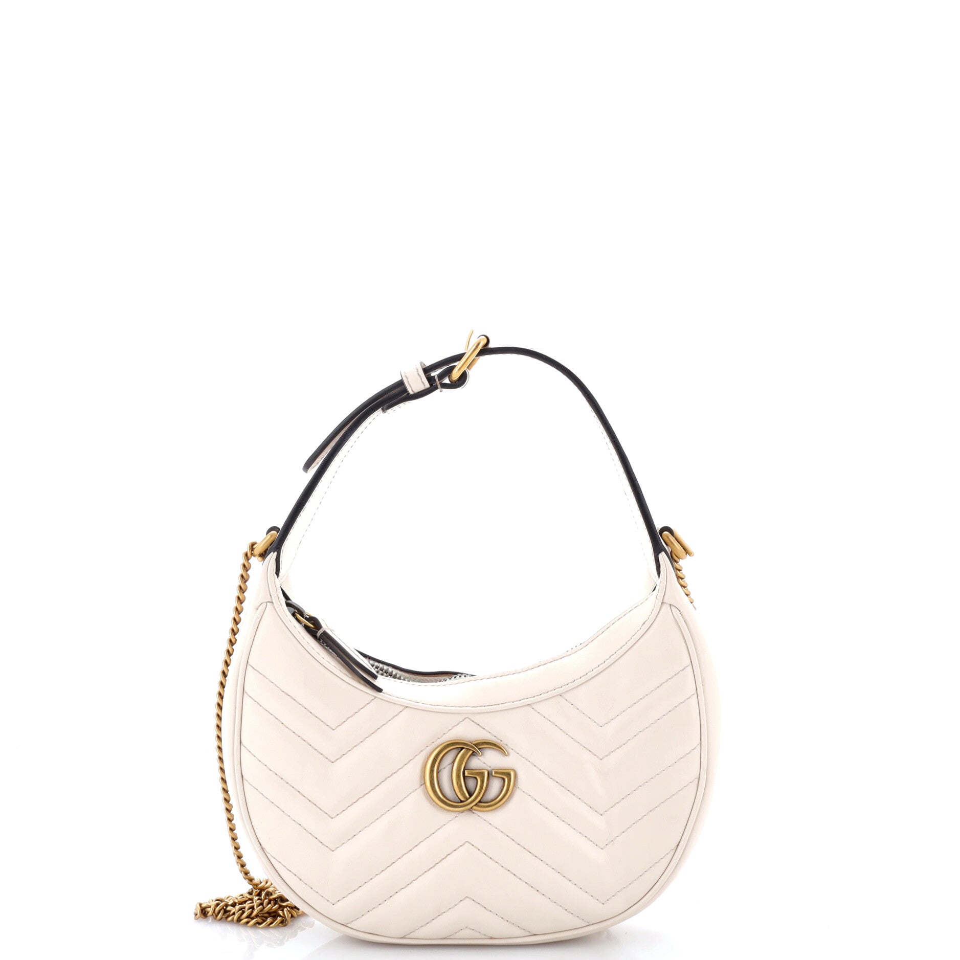 Gucci GG Marmont Half Moon Hobo Matelasse Leather Mini