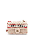 Chanel Classic Single Flap Bag Woven Cotton and Raffia Mini