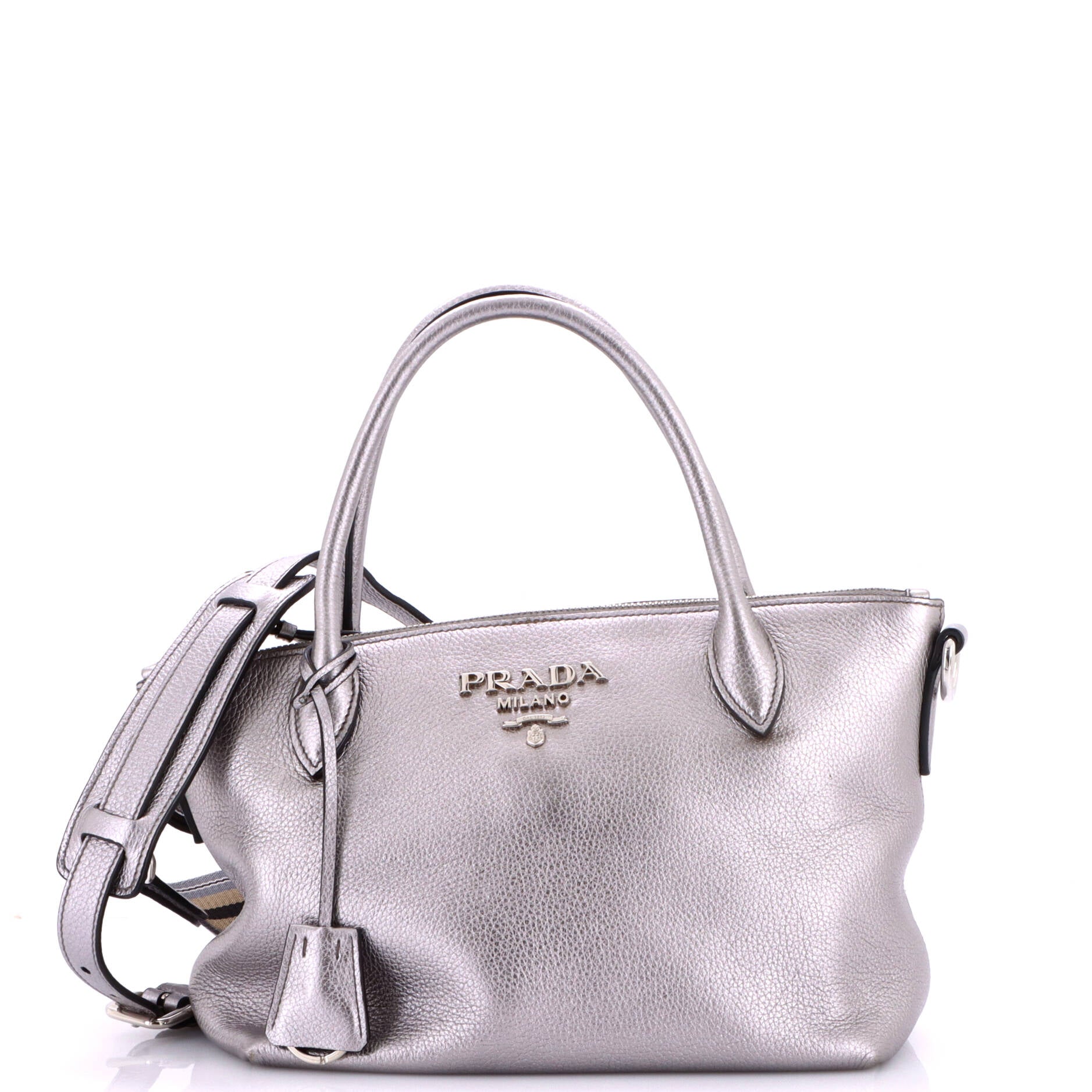 Prada Dual Strap Zip Tote Vitello Daino Small