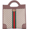 Gucci Ophidia Cut Out Handle Bag GG Coated Canvas with Leather Large