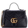 Gucci GG Marmont Top Handle Flap Bag Matelasse Leather Medium