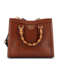 Gucci Diana NM Logo Bamboo Handle Tote Embossed Leather Small