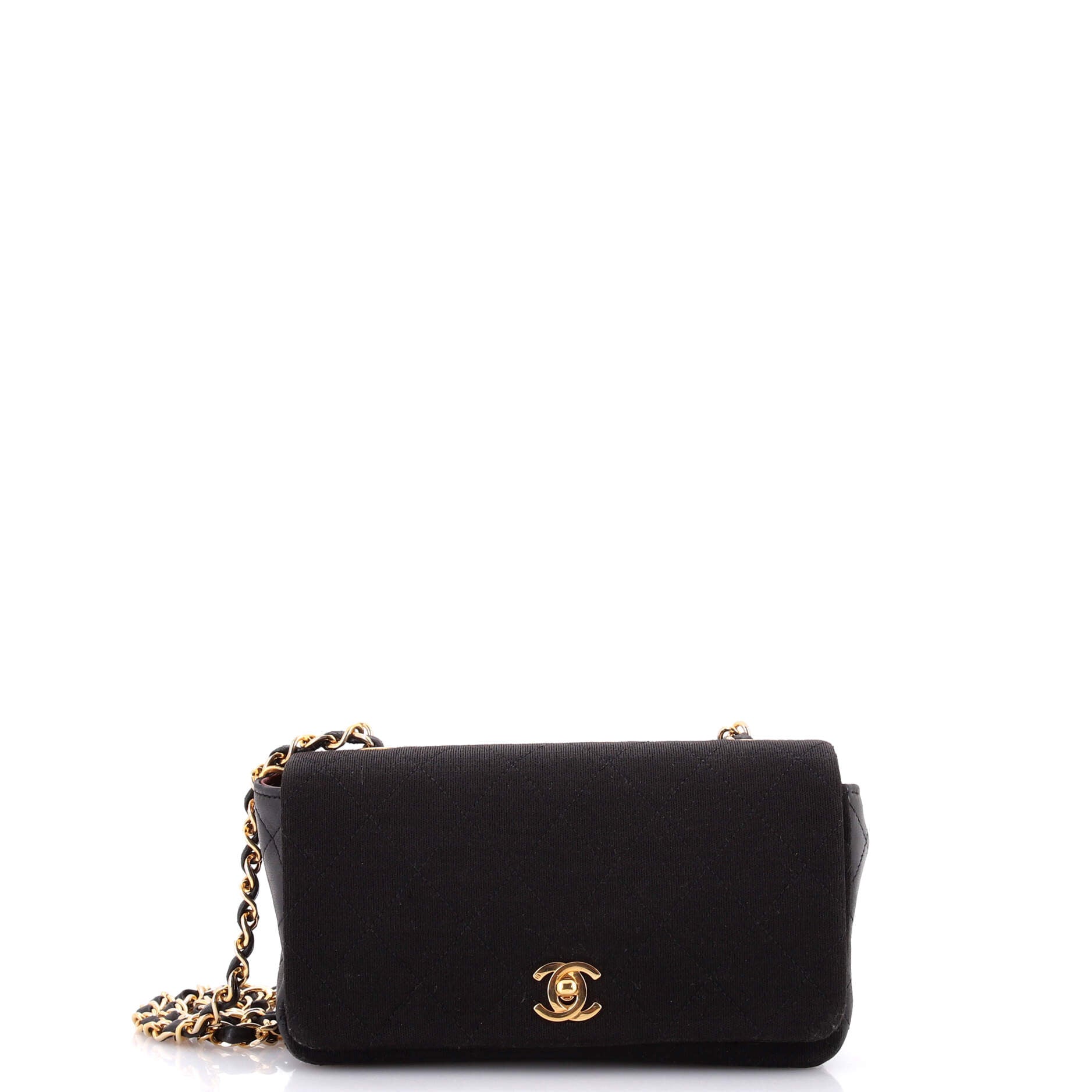 Chanel Vintage Full Flap Bag Quilted Jersey Mini