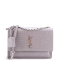 Saint Laurent Sunset Crossbody Bag Crocodile Embossed Leather Medium