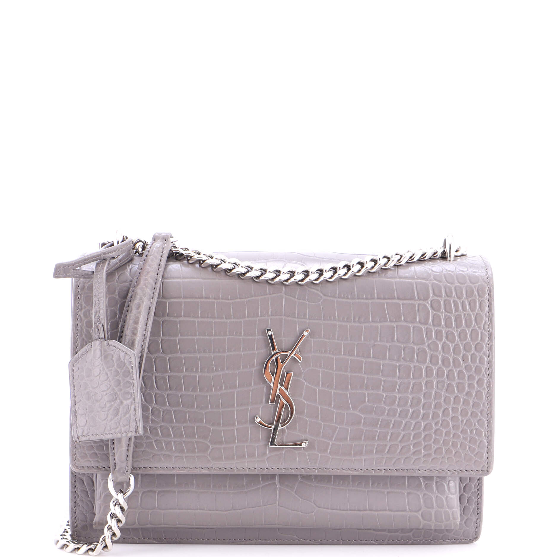 Saint Laurent Sunset Crossbody Bag Crocodile Embossed Leather Medium