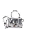 Hourglass Top Handle Bag Crocodile Embossed Leather Mini