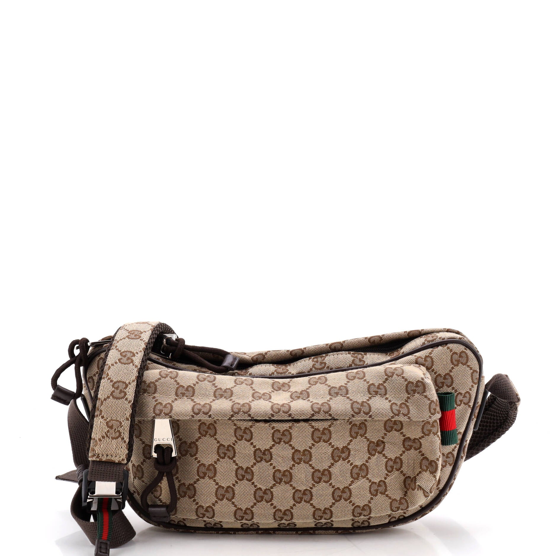 Gucci Front Pocket Sling Bag GG Canvas Large