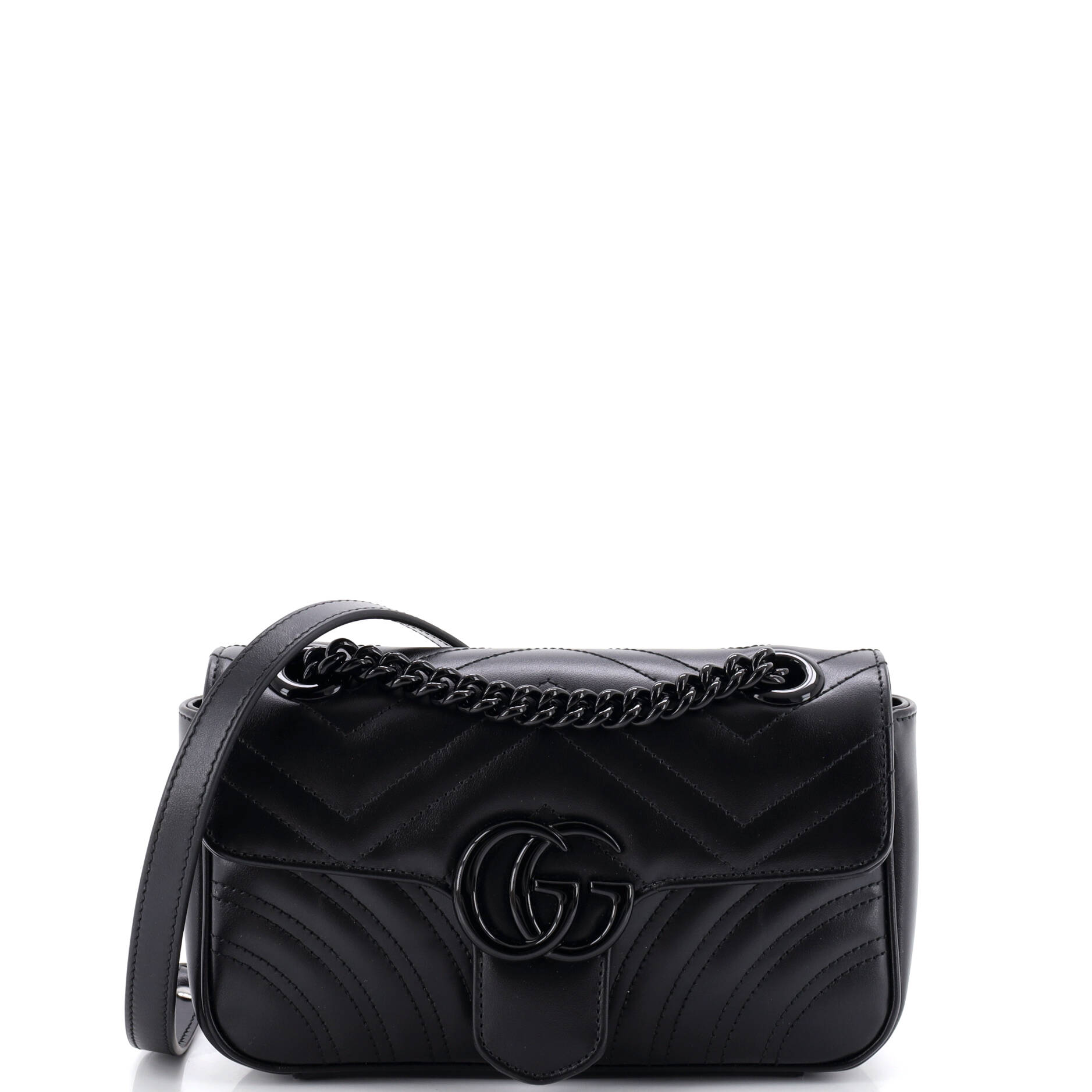 Gucci GG Marmont Monochrome Flap Bag Matelasse Leather Small
