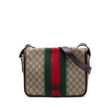 Gucci Web Flap Messenger Bag GG Coated Canvas Medium