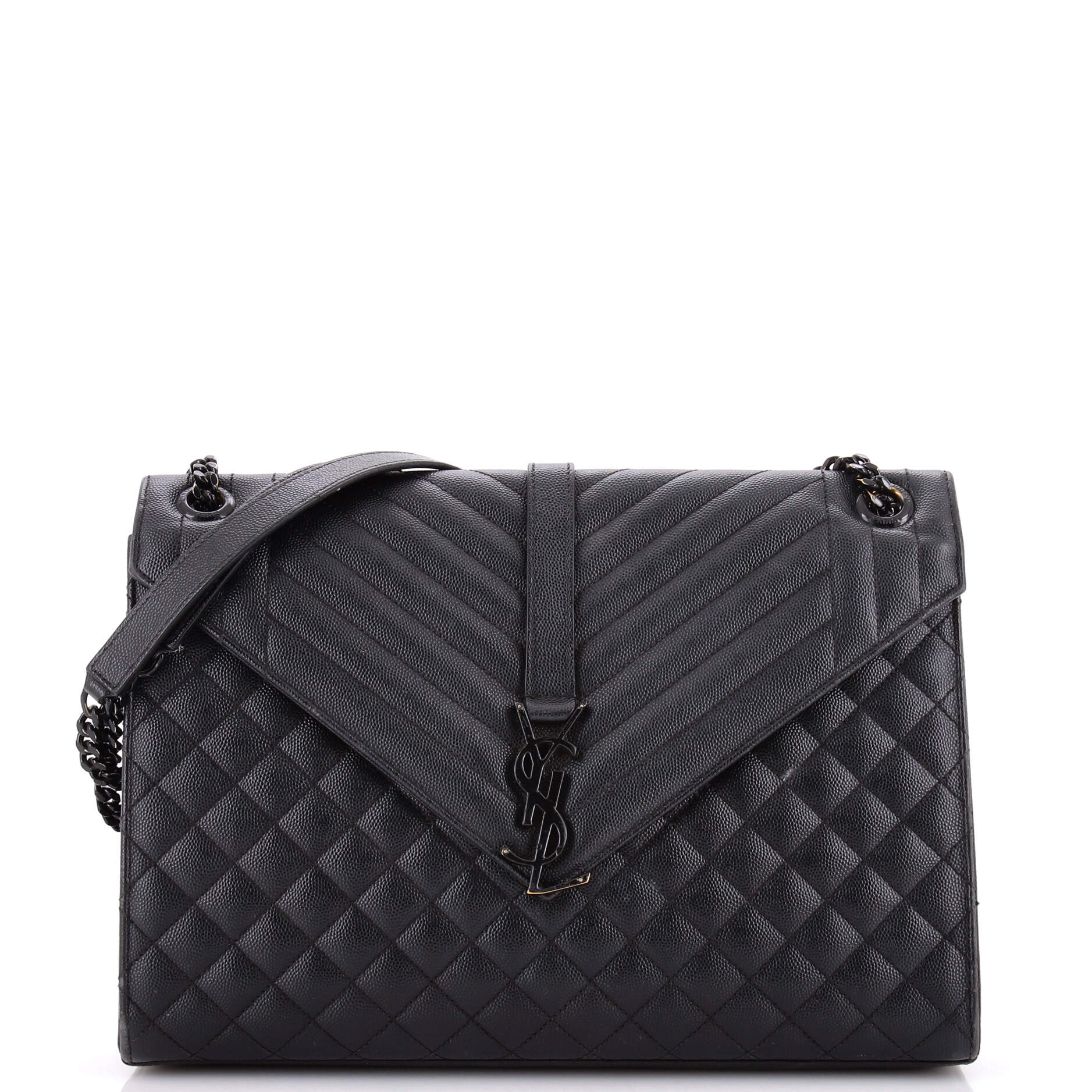 Saint Laurent Classic Monogram Envelope Satchel Mixed Matelasse Leather Large