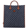 Gucci Interlocking G Patch Web Strap Convertible Tote GG Denim Tall
