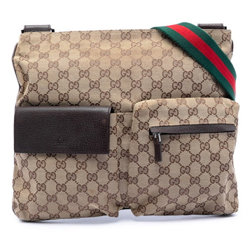 Gucci Double Pocket Web Messenger GG Canvas Medium