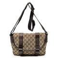 Gucci Double Belt Flap Messenger GG Canvas with Perforated Leather Small