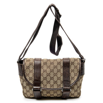 Gucci Double Belt Flap Messenger GG Canvas with Perforated Leather Small