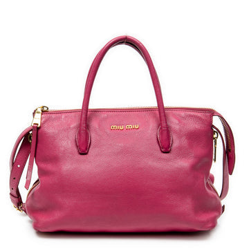 Miu Miu Convertible Madras Side Zip Satchel Grainy Leather