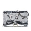 Hourglass Chain Wallet Leather with Sequins