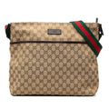 Gucci Web Strap Zip Messenger Bag GG Canvas Medium