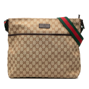 Gucci Web Strap Zip Messenger Bag GG Canvas Medium