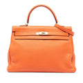 Hermes Kelly Handbag Orange Clemence with Gold Hardware 35