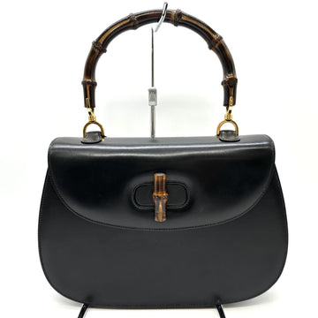 Gucci Vintage Convertible Bamboo Top Handle Bag Leather Medium