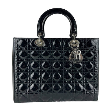 Christian Dior Lady Dior Bag Cannage Quilt Patent Large