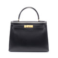 Hermes Kelly Handbag Black Box Calf with Gold Hardware 28