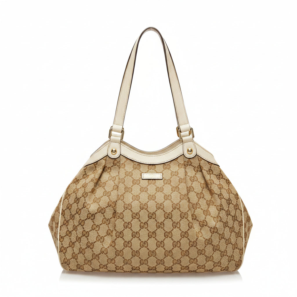 Gucci Pleated Shoulder Bag GG Canvas Medium