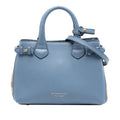Burberry Banner Tote Leather and House Check Canvas Small