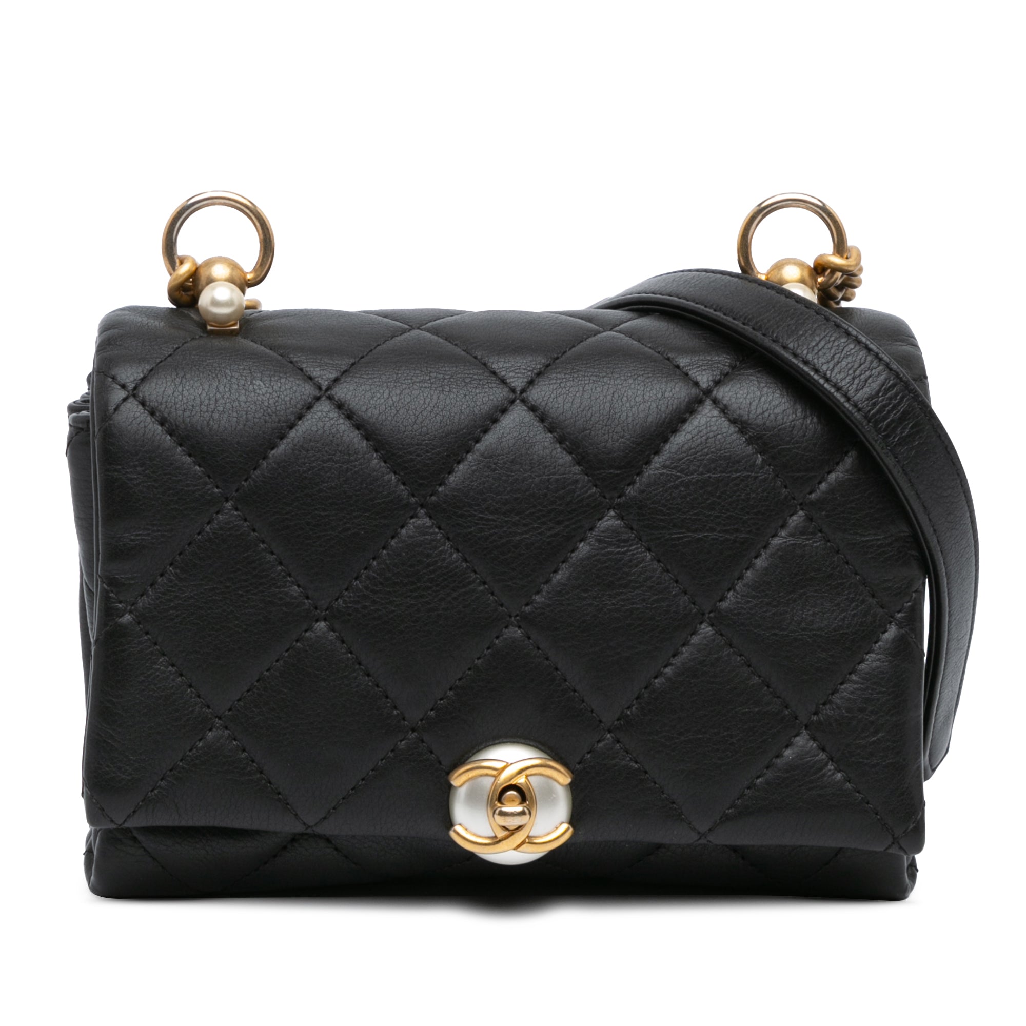 Chanel Pearl CC Accordion Flap Bag Quilted Calfskin Small