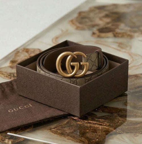 Gucci Reversible GG Marmont Belt – GG Supreme Canvas & Brown Leather