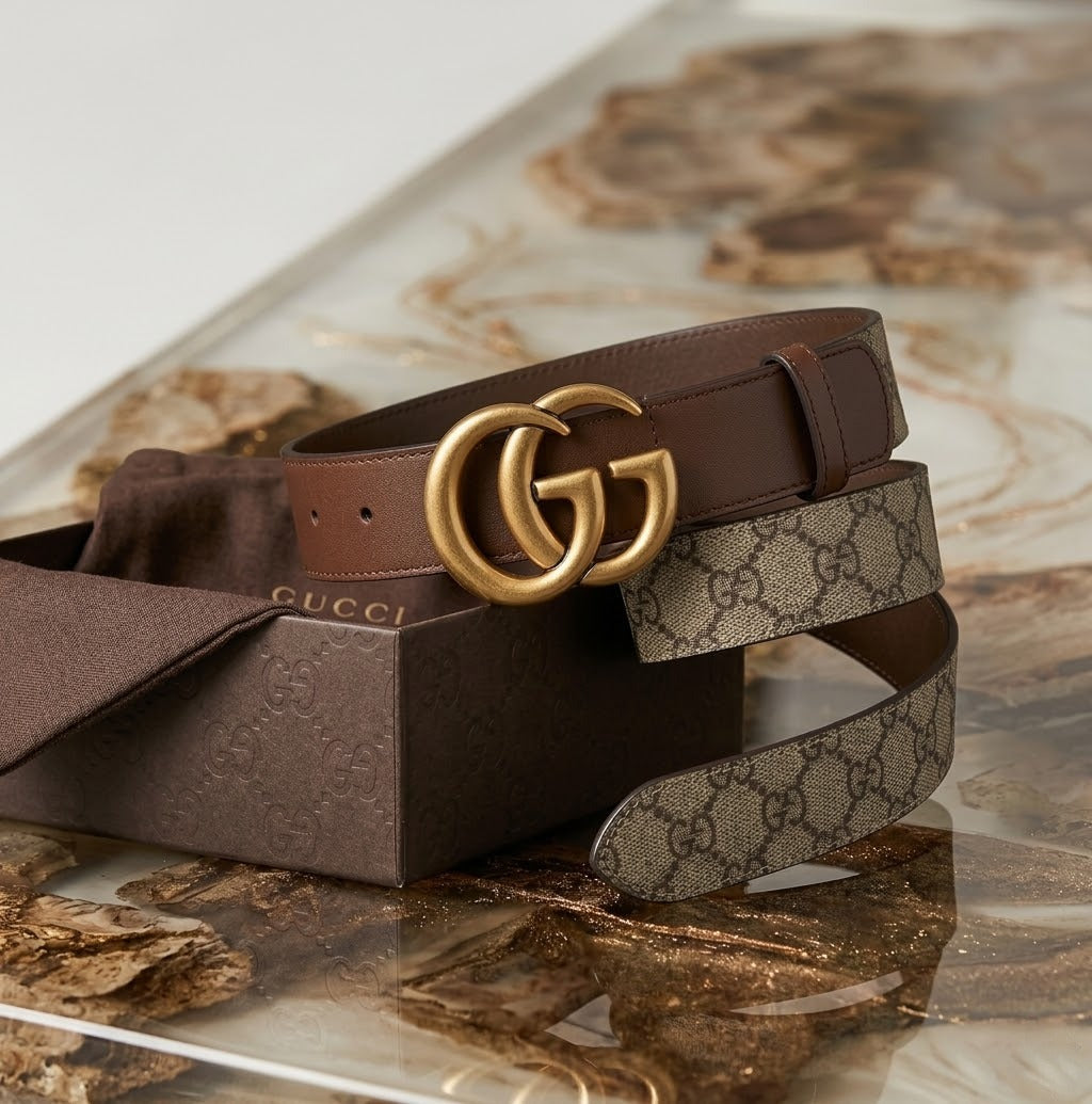 Gucci Reversible GG Marmont Belt – GG Supreme Canvas & Brown Leather