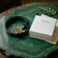 Celine Triomphe Medium Belt – Smooth Calfskin | Black & Gold
