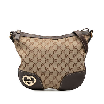 Gucci Lovely Heart Interlocking G Crossbody Bag GG Canvas with Leather