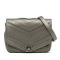 Chanel Envelope Square Chain Flap Bag Chevron Embellished Calfskin Mini