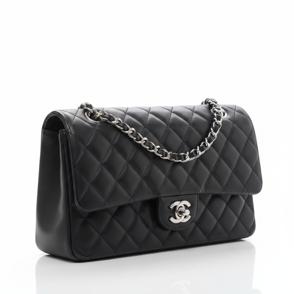 Chanel Double Flap Lambskin - Three Quarter View