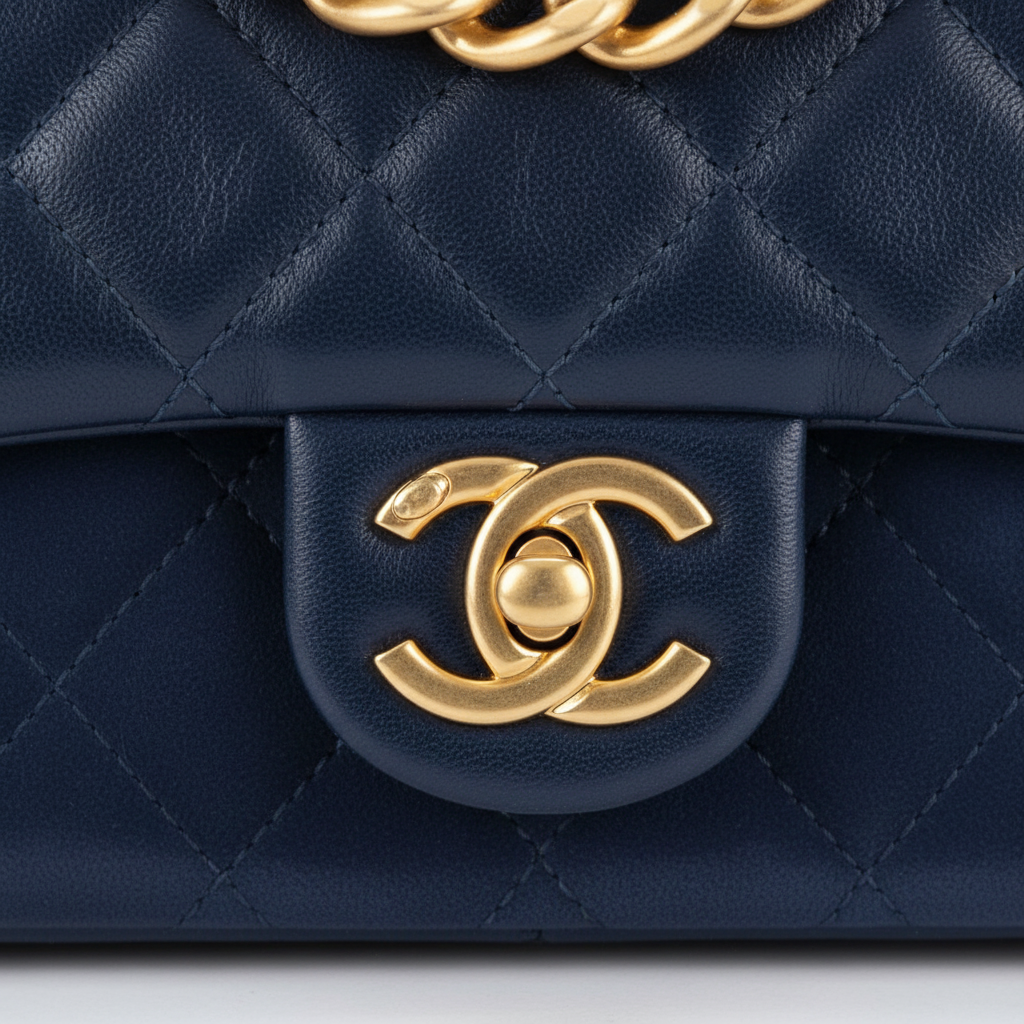Chanel Navy Flap - Clasp Closeup