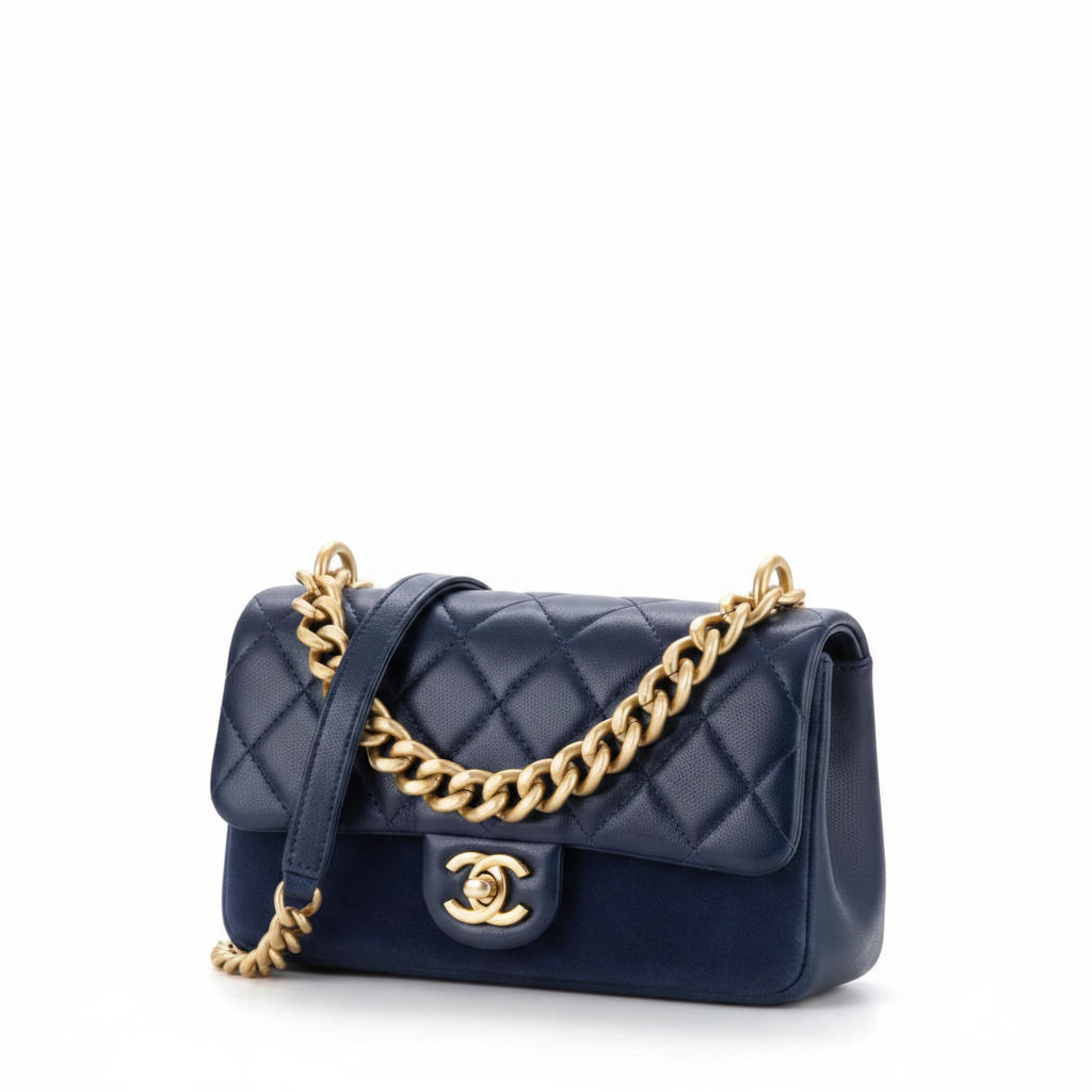 Chanel Navy Flap - Three Quarter View