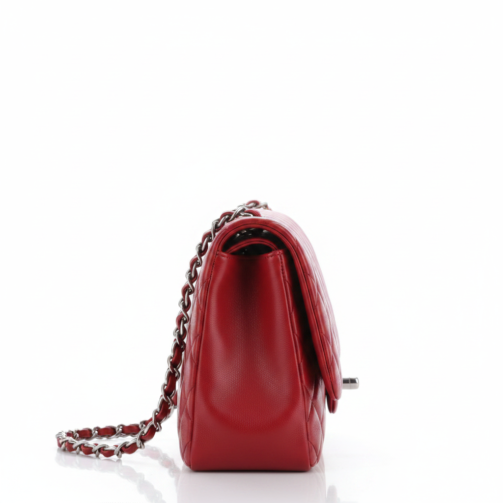 Chanel Red Double Flap - Side Profile