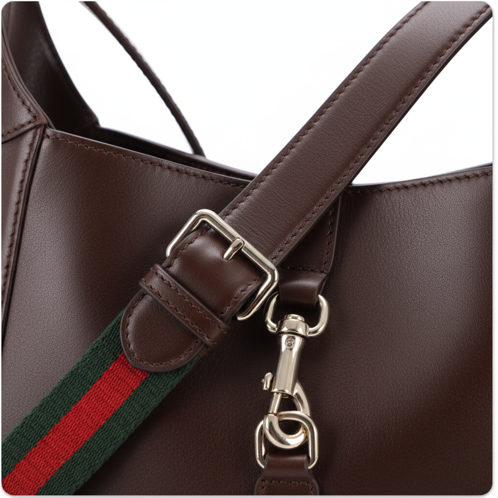 Gucci Jackie 1961 - Web Stripe Silver Closeup
