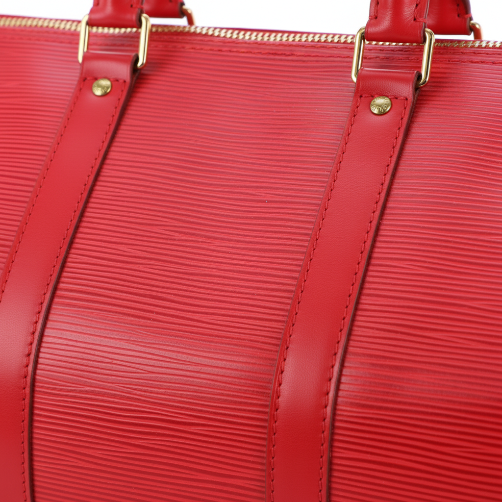 LV Keepall 45 Red Epi - Texture Closeup
